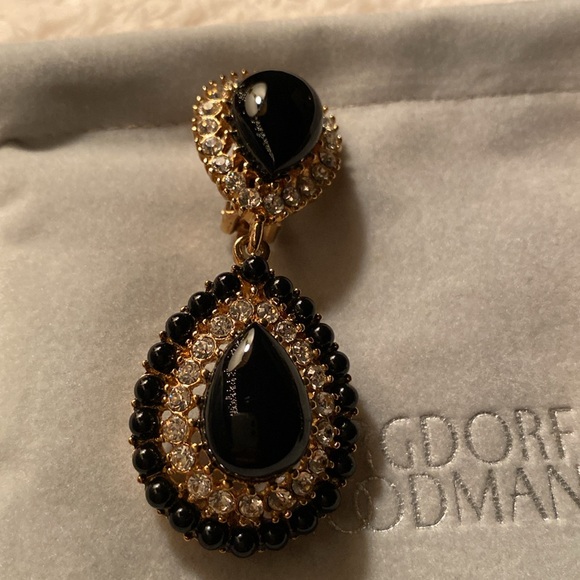 KJL Kenneth Jay Lane clip on earrings black - Picture 2 of 7